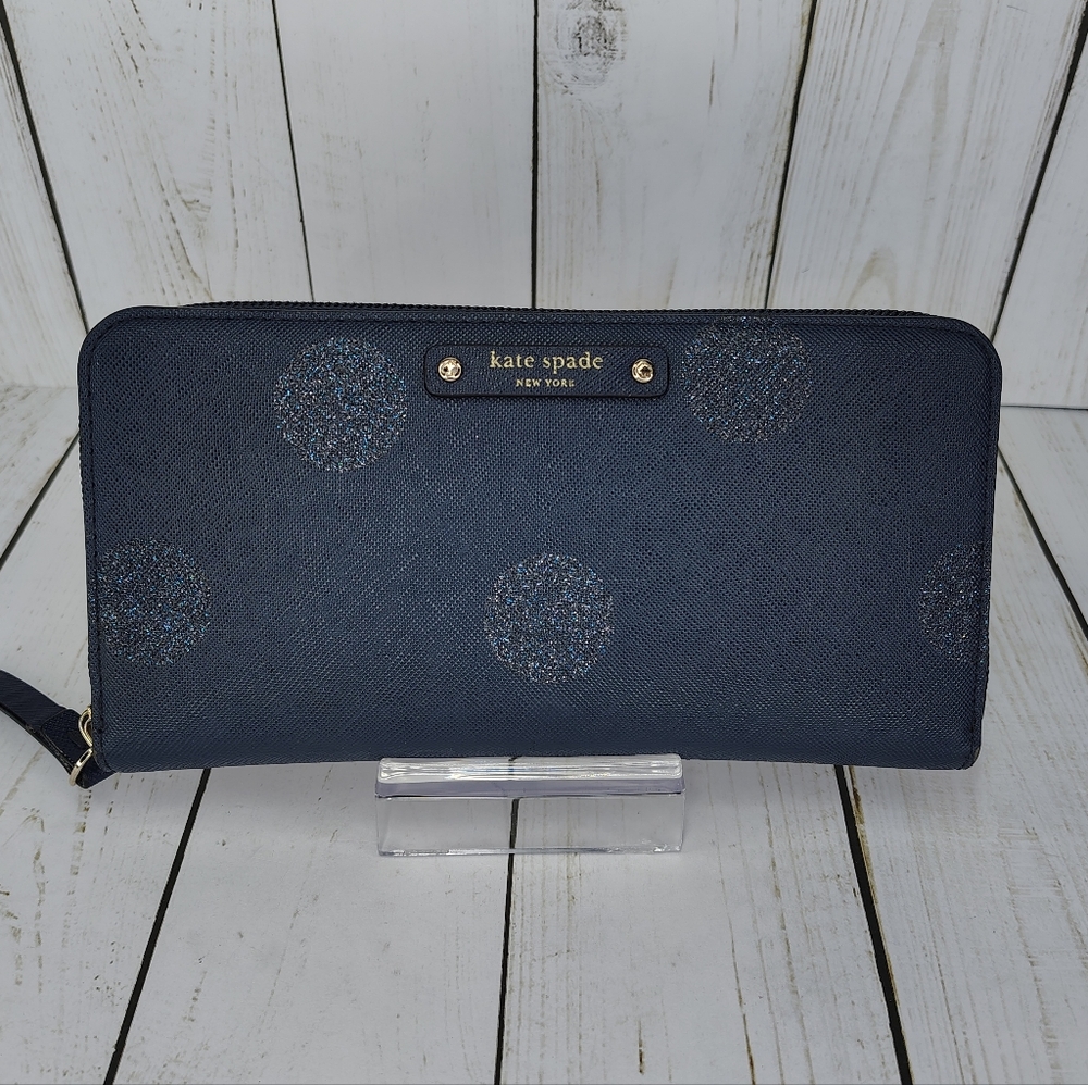 Kate Spade Haven Lane Neda Glitter Dot Zip Around Wallet - Picture 1 of 15